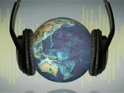 Seamless Loop Music or Sound Background With Globe and Headphones Stock Footage
