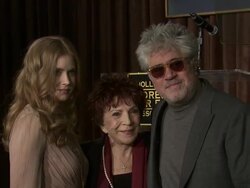 Amy Adams (L), Pedro Almodovar and Dr. Aida Takla O'Reilly at the Hollywood Foreign Press Association's Cecil B. DeMille Award Recipient Announcement at Beverly Hills CA. (Footage by WireImage Video/Getty Images Entertainment Video) Stock Footage