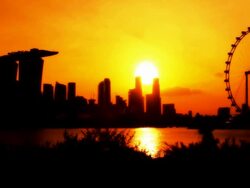 Silhouette Building And People Jogging With City View Stock Footage