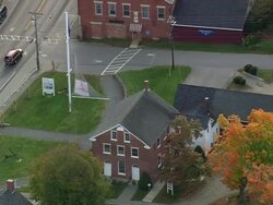 MS AERIAL ZO View of Searsport town / Maine, United States Stock Footage