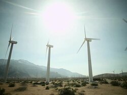 Wind farm in sunlight Stock Footage