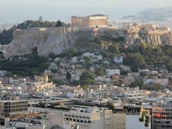 The City of Athens with the Acropolis in the distance, Athens, Greece, Europe Stock Footage