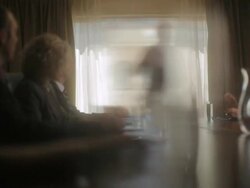 MS PAN Man leading business meeting in meeting room / Seattle, WA, United States Stock Footage