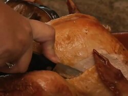 Slicing Thanksgiving Turkey Stock Footage