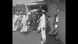 Montreal welcomes British sailors who perform gun drill; sailors sing News Clip