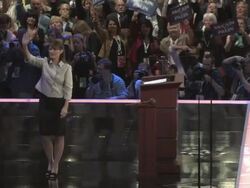 2008 HA WS Vice-presidential candidate Governor Sarah Palin waving to audience at Republican National Convention on September 3, 2008 / Minneapolis, Minnesota, USA / AUDIO Stock Footage