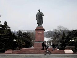 LENIN STATUE AND CITY SQUARE Stock Footage