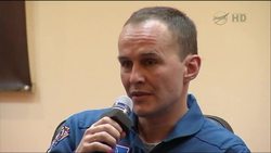 Cosmonauts news briefing on carrying the Olympic torch into space News Clip