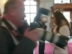 Prince William and Kate Middleton walk down corridor at RAF Cranwell Stock Footage