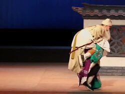 MS TS Actor performing qinqiang opera in theater, qinqiang is representative folk opera of northwest china AUDIO / xi'an, shaanxi, china Stock Footage