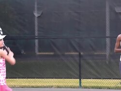 Venus Williams visits children at First Serve Stock Footage