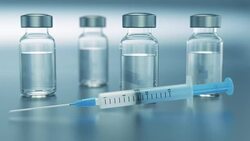 Syringe and vials medical background Stock Footage