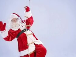 Santa Claus at rope ladder Stock Footage