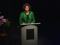 Dale Franzen introduces Helen Hunt at the The Broad Stage And Helen Hunt Announce Davis Cromer's Production Of Thornton Wilder's 'Our Town' at Santa Monica CA. (Footage by WireImage Video/GettyImages) Stock Footage