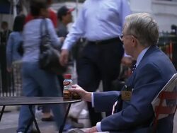 Trader Takes Break Outside NYSE Stock Footage