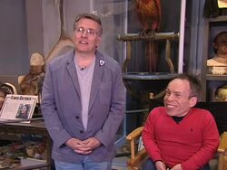 INTERVIEW: Warwick Davis & Nick Dudman on the budget constraints at A Tour Of The Set Of Harry Potter at Leavesden Studios on March 30, 2012 in Watford, England. Stock Footage