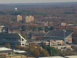 MS AERIAL Shot of frank howard field memorial stadium at clemson / South Carolina, United States Stock Footage