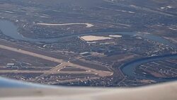 Airport near a river Stock Footage