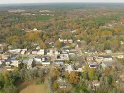WS AERIAL View of city with Edgefield and court house / South Carolina, United States Stock Footage