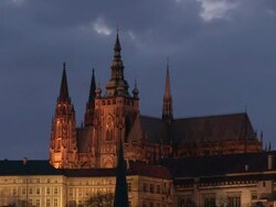MS Cloudy weather over st.vitus cathedral / Prague, Hlavni mesto Praha, Czech Republic Stock Footage