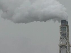 Factory Chimney Emmiting Smoke and Polluting the Air Stock Footage