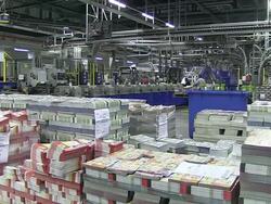 MS PAN Shot of newspaper printing office / Russelheim, Hesse, Germany Stock Footage