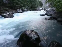 Mountain river with stone Stock Footage