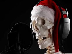 Skeleton Santa Claus singer Stock Footage
