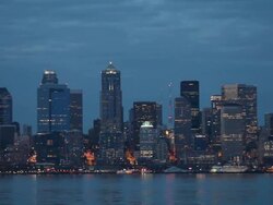 Seattle skyline twilight Stock Footage