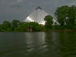 WS POV View of pyramid arena near wolf river / Memphis, Tennessee, United States Stock Footage