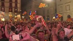 CLEAN : Catalonia: separatists celebrate on Sant Jaume square (2) News Clip