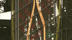 A large structure supports a New Year's Eve light display in Sydney, Australia. Stock Footage