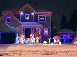 Decorated and illuminated House for Christmas Stock Footage