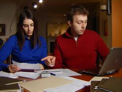 Taxes &amp; Home Finances JM Side Jib 2 Stock Footage