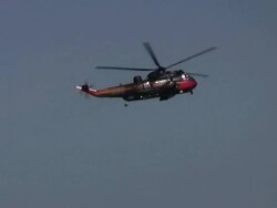 Rescue helicopter flyby, sea emergency services (HD) Stock Footage