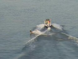 WS AERIAL View of person riding wakeboard on Tennessee River / Chattanooga, Tennessee, United States Stock Footage