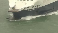 Aerials of a DFDS Ferry Leaving Dover News Clip