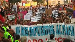 Protest against use of public money to finance pope''s visit News Clip