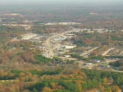 WS AERIAL View of town city with Greenwood area / South Carolina, United States Stock Footage