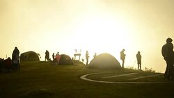 siluate of tourist in doi angkhan mountrain, chiangmai Thailand Stock Footage