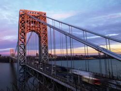 Sunset at George Washington Bridge Stock Footage