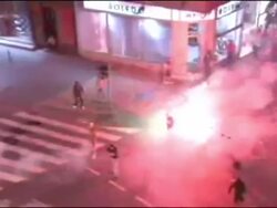 Thousands gather to protest against the arrest of Radovan Karadzic Stock Footage