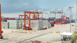 Cargo container shipping transportation Stock Footage