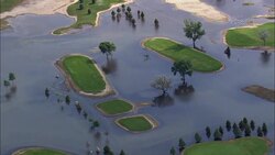 Flooded Golf Course  - Aerial View - South Dakota, Hughes County, United States Stock Footage