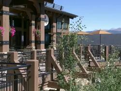 Colorado resort lodge patio Stock Footage