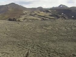 WS AERIAL View of lava plain / Iceland Stock Footage