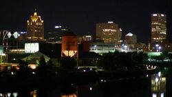 The Milwaukee Skyline At Night Stock Footage