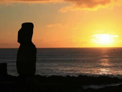 HD video of Moais at sunset, Easter Island, Chile Stock Footage
