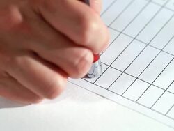 CU Hand Stamping void voting ballots / Seoul, South Korea Stock Footage