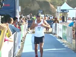 ATMOSPHERE - Runners at Nautica Malibu Triathlon Presented by Equinox on 9/8/13 in Malibu, CA. Stock Footage